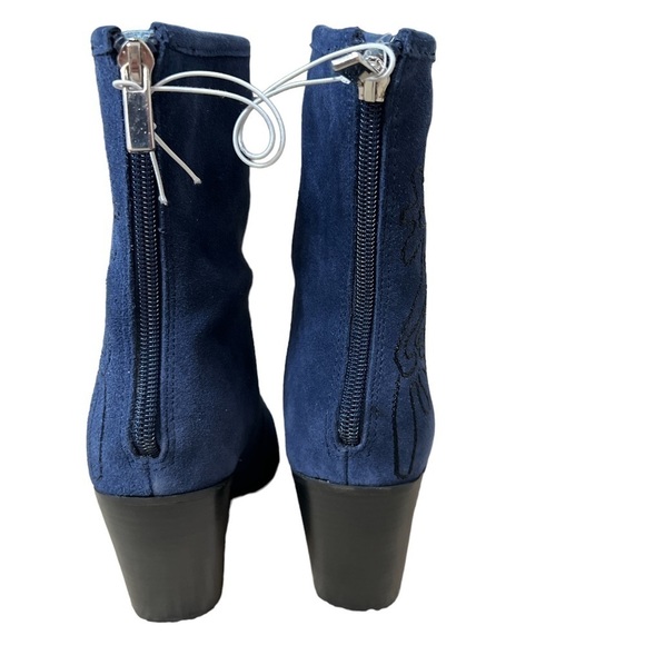 REBEL Avery Embroidered Pointed Navy Blue Toe Boots - Picture 3 of 8